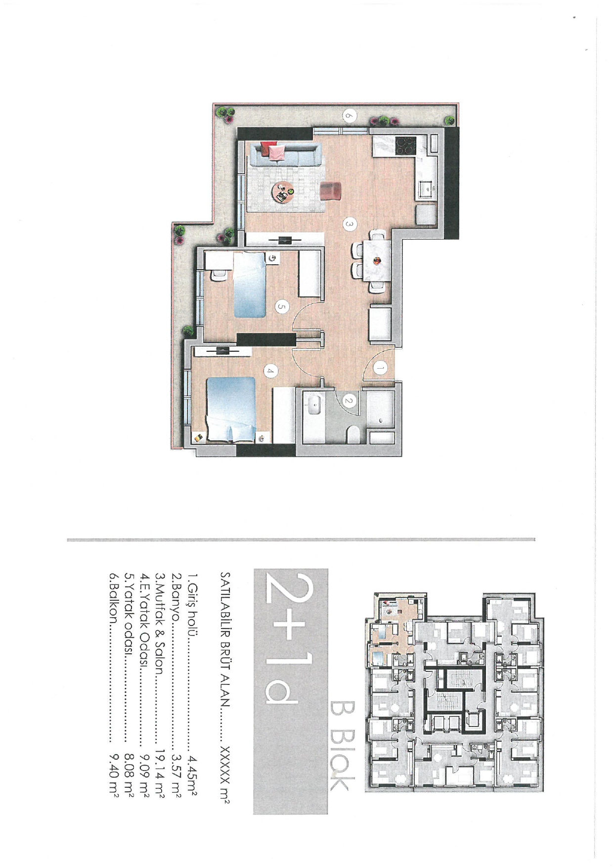 E5 Residence 2+1 Floor Plan 110m2