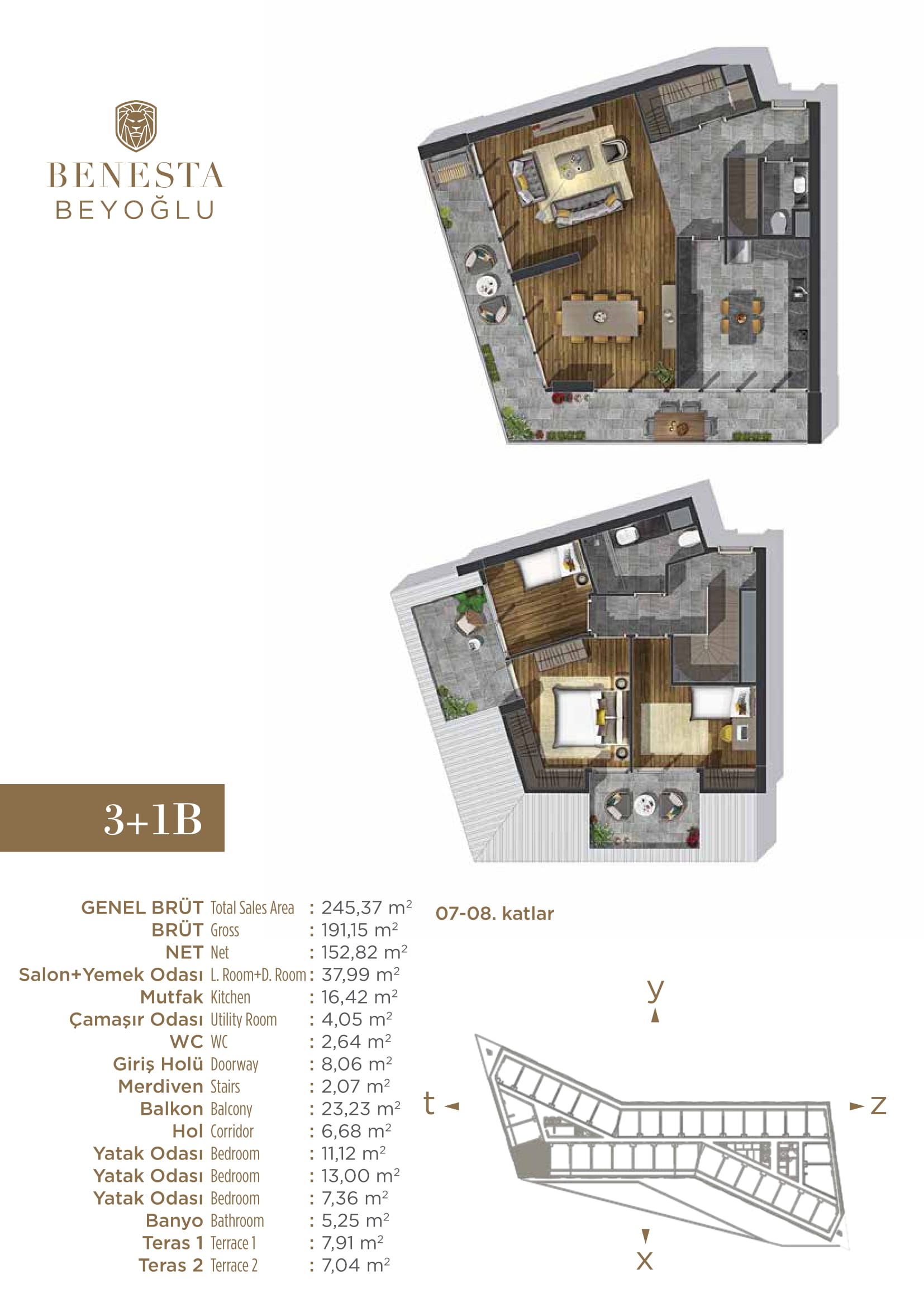 Benesta Beyoglu 3+1 Floor Plan 163m2